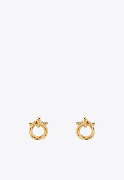 Ferragamo Small Twisted Gancini Earrings In Gold