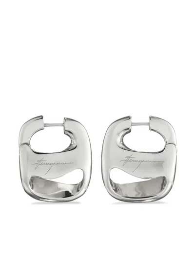 Ferragamo Small Vara Earrings In Silver