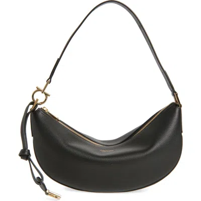 Ferragamo Smile Leather Hobo Bag In Black