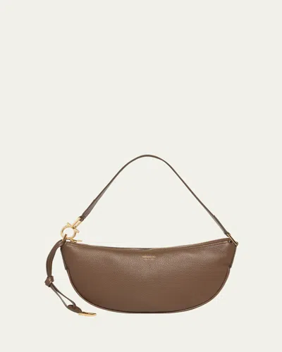 Ferragamo Smile Small Leather Hobo Bag In Clay Naturale Campione