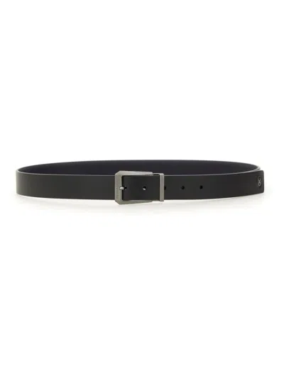 FERRAGAMO SMOOTH BLACK CALFSKIN BELT