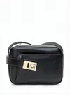 Ferragamo Smooth Calf Leather Shoulder Bag In Black