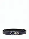 Ferragamo Smooth Finish Leather Belt With Interlocking Silver-toned Buckle In Blue