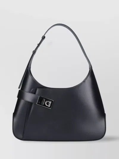 Ferragamo Smooth Finish Shoulder Bag With Adjustable Strap In Blue