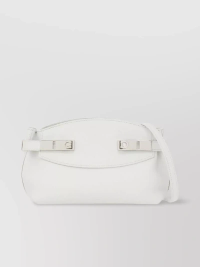 Ferragamo Smooth Grain Shoulder Bag In White