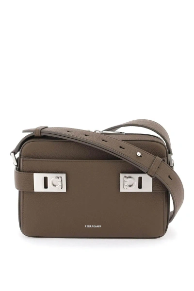 Ferragamo Smooth Leather Camera Bag In Brown