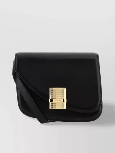 Ferragamo Smooth Leather Crossbody Bag With Adjustable Strap In Black Black