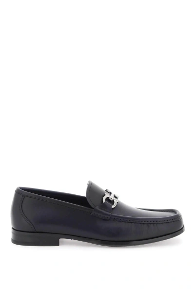 Ferragamo Smooth Leather Loafers With Gancini In Multicolor
