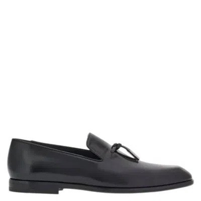 Ferragamo Smooth Leather Tassel Loafers In Black