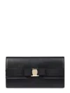 Ferragamo Smooth Split Calf Leather Wallet In Black