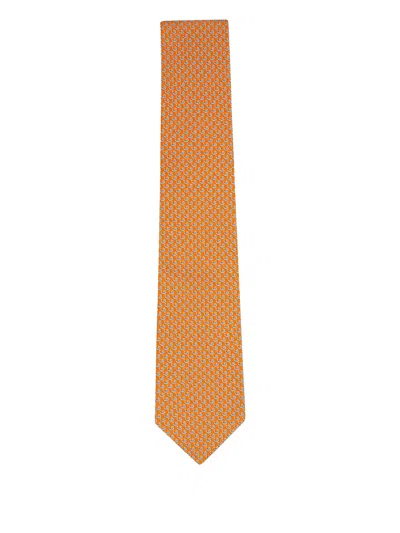 Ferragamo Snail Print Ties In Brown