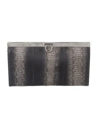 Pre-owned Ferragamo Snakeskin Animal Print Continental Wallet In Multicolor