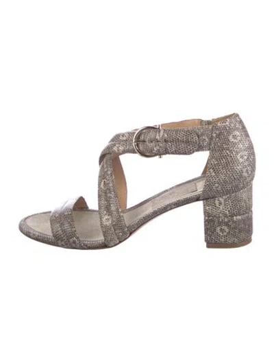 Pre-owned Ferragamo Snakeskin Animal Print Gladiator Sandals In Neutral