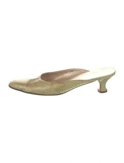 Pre-owned Ferragamo Snakeskin Animal Print Mules In Neutral