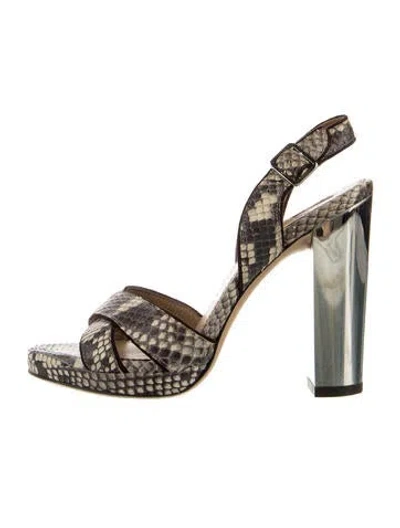 Pre-owned Ferragamo Snakeskin Animal Print Slingback Sandals In Neutral