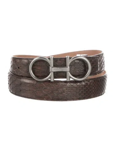 Pre-owned Ferragamo Snakeskin Belt In Brown