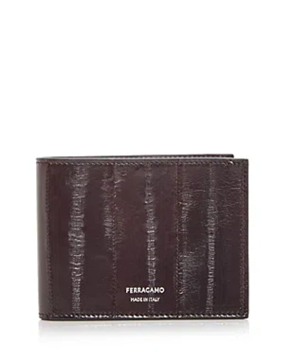 Ferragamo Snakeskin Bifold Wallet In Brown