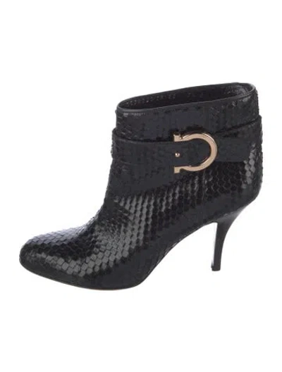 Pre-owned Ferragamo Snakeskin Boots In Black