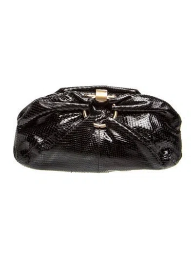Pre-owned Ferragamo Snakeskin Clutch In Black