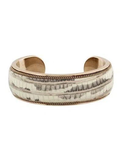 Pre-owned Ferragamo Snakeskin Cuff Bracelet, 6.5" In Multicolor
