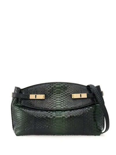 Ferragamo Snakeskin-effect Leather Clutch Bag In Black