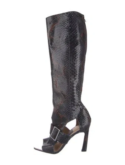 Pre-owned Ferragamo Snakeskin Lace-up Boots In Multi