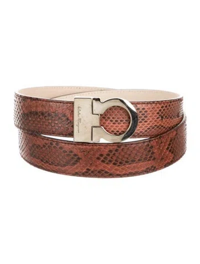 Pre-owned Ferragamo Snakeskin Waist Belt In Brown
