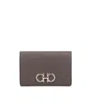 Ferragamo Gancini Logo-plaque Leather Wallet In Brown