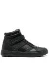 Ferragamo Embossed Hi-top Sneakers In Black