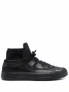 Ferragamo High-top Leather Sneakers In Black