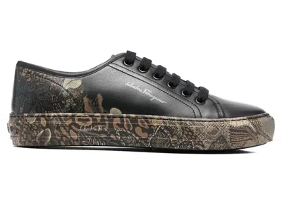 Pre-owned Ferragamo Sneaker Floraltrim (women's) Sneakers In Black