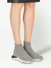 Ferragamo Logo-print Sock Sneakers In Gray