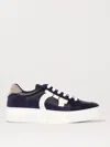 Ferragamo Low Top Sneaker With Gancini Outline In Navy