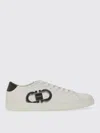 Ferragamo White Sneakers With Gancini Print On The Side And Contrasting Heel In Leather Man