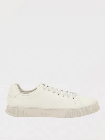 Ferragamo Salvatore Leather Sneakers Low-top Silhouette In Neutral