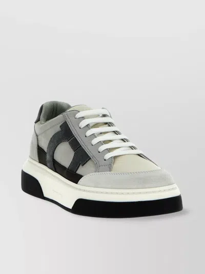 Ferragamo Sneakers Round Toe Padded Collar In Gray