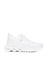 Ferragamo Men Nylon Sneakers With Iconic Gancini Sole In White
