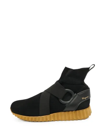 Pre-owned Ferragamo Sock High-top Sneakers In Black