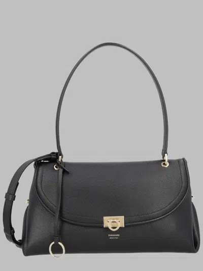 Ferragamo Sofia Calfskin Leather Shoulder Bag In Black