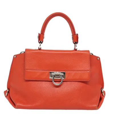 Pre-owned Ferragamo Sofia Leather Handbag () In Orange