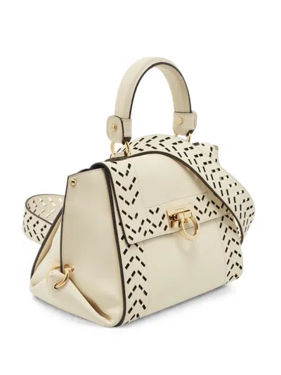 Pre-owned Ferragamo Sofia Leather Laser-cut Tote Bag In Neutrals
