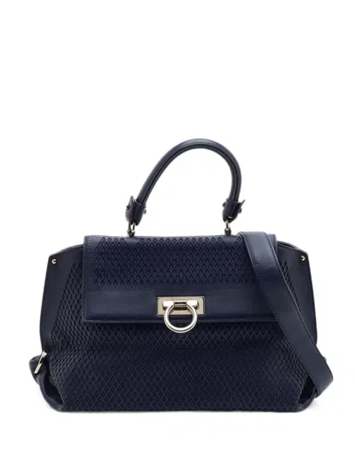 Pre-owned Ferragamo Sofia Leather Satchel Bag In Blue