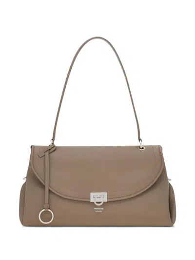Ferragamo Sofia Leather Shoulder Bag In Brown