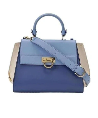 Ferragamo Sofia Logo Handbag In Blue