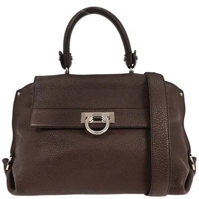 Pre-owned Ferragamo Sofia Satchel Grainy Leather Leather Handbag () In Brown