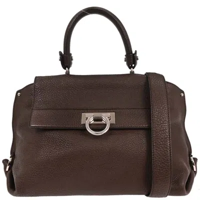 Pre-owned Ferragamo Sofia Satchel Grainy Leather Leather Handbag () In Brown