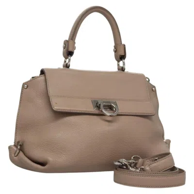 Pre-owned Ferragamo Sofia Satchel Leather Leather Bag () In Sand