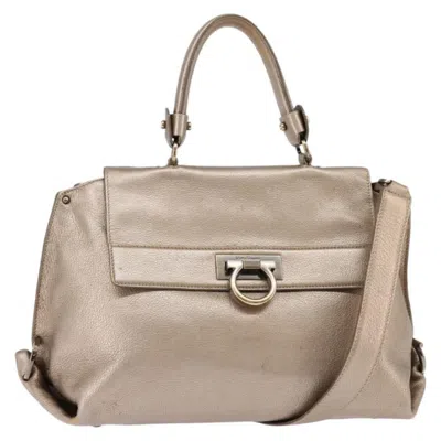 Pre-owned Ferragamo Sofia Satchel Leather Leather Bag () In Sand