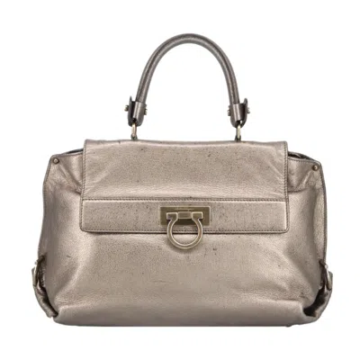Pre-owned Ferragamo Sofia Satchel Leather Leather Bag () In Silver