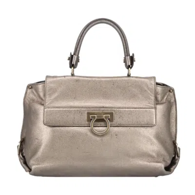 Pre-owned Ferragamo Sofia Satchel Leather Leather Bag () In Silver